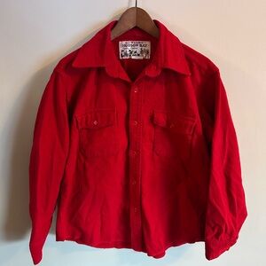 Genuine Hudson Bay Outdoor Clothing Vintage Red 100% Cotton Cozy Button Down